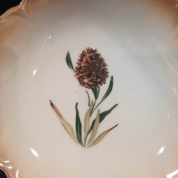 Floral Scalloped Edge Bon Bon Bowl Trinket Dish ~ 5.5" - Picture 2 of 5